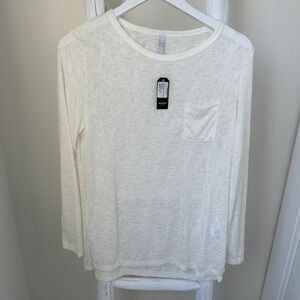 Michelle by Comune Slub Knit Long Sleeve Shirt Cream SZ Large